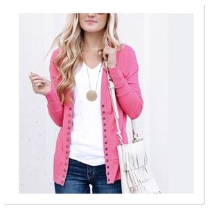Pink Snap Front Cardigan